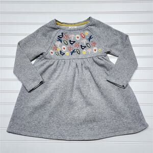 Mini Boden Girls Embroidered Sweatshirt Dress Size 3-4Y Gray